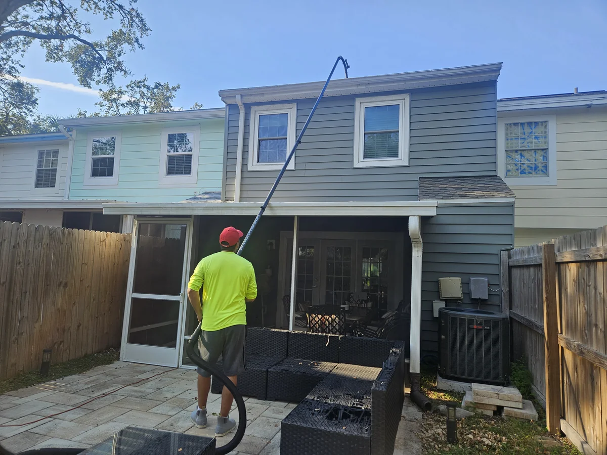 Underground buried downspout drainage pipe flushing and hydro-jetting in Tampa Bay