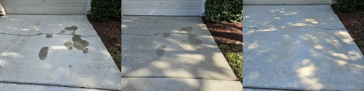 Oil stain removal before, after washing, and after applying oil-eating enzyme powder