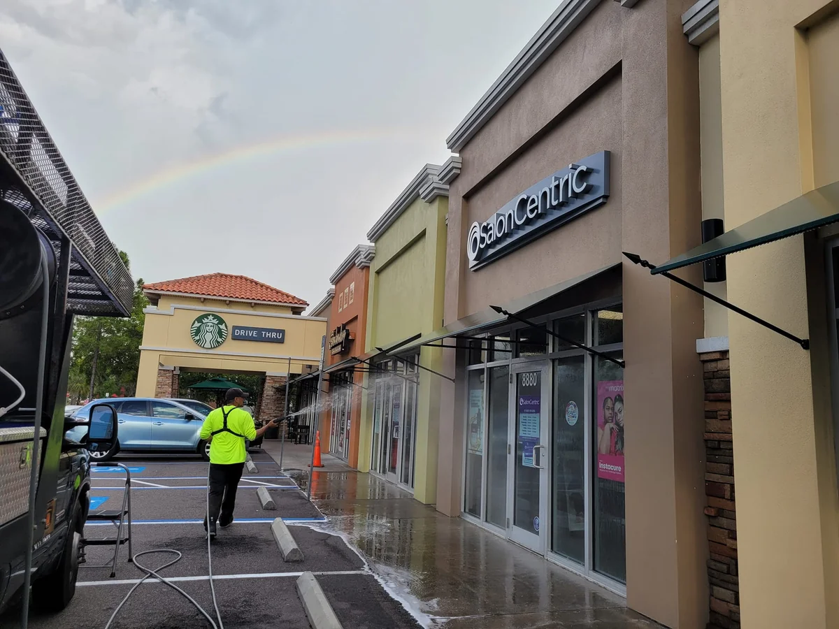 Commercial storefront and plaza facade restoration in Clearwater FL