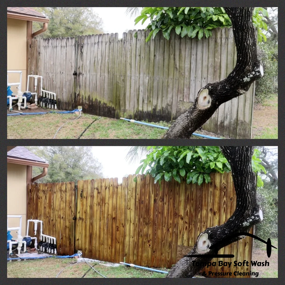 How We Restore Weathered Wood - Fence Cleaning Before and After