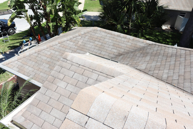 light shingle roof before roof cleaning service